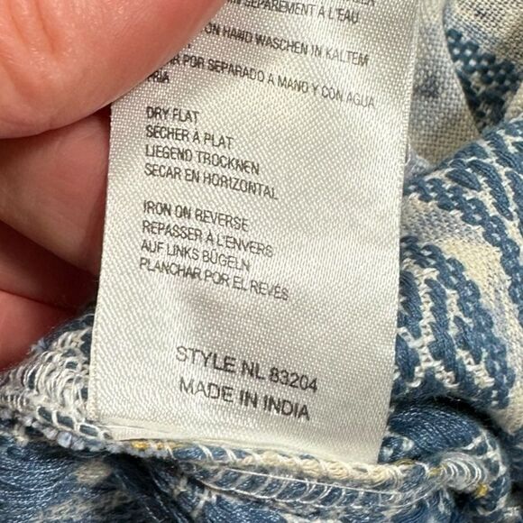 QED London High Waisted Navy Blue Embroidered Woven Shorts - Picture 6 of 9